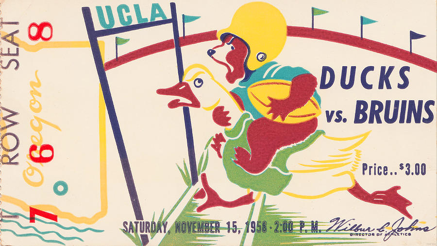 1958 Oregon vs. UCLA Mixed Media by Row One Brand