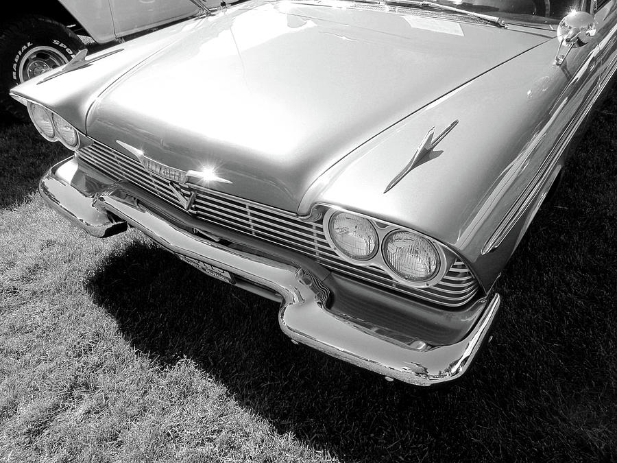 1958 Plymouth Belvedere Front BW Photograph by DK Digital