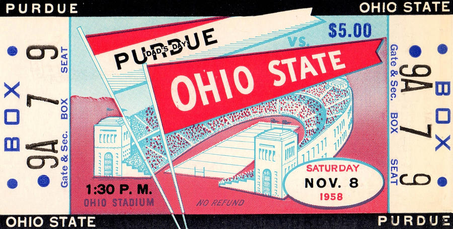 1958 Purdue vs. Ohio State Mixed Media by Row One Brand