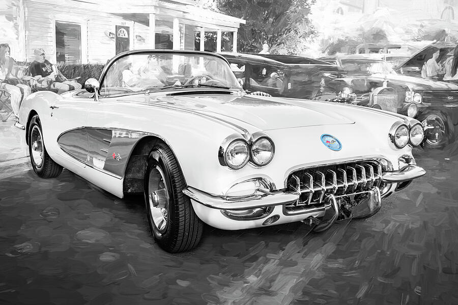1958 White Corvette C1 X133 Photograph by Rich Franco
