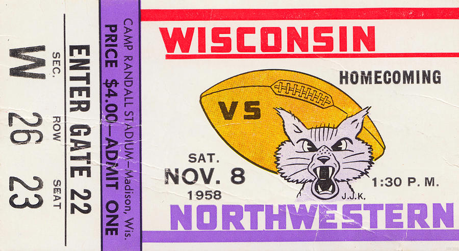 1958 Wisconsin vs. Northwestern  Mixed Media by Row One Brand