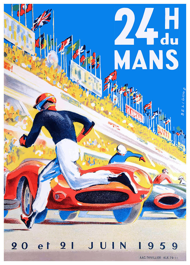 24 Hours Of Le Mans Digital Art - 1959 24 Hours of Le Mans Race Poster by Retro Graphics
