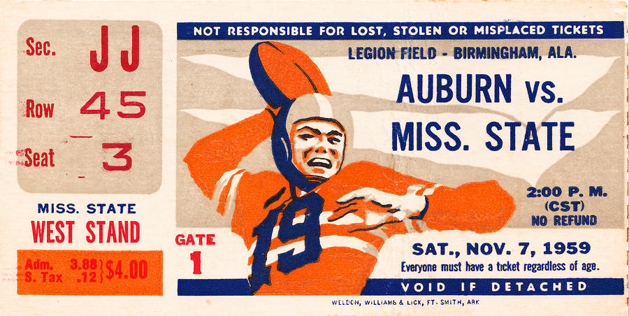 1959 Auburn vs. Mississippi Photograph by Row One Brand