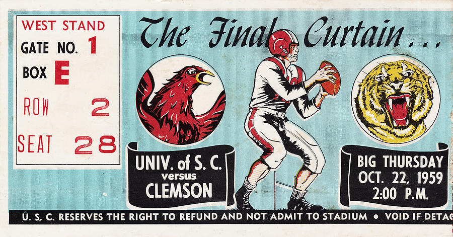 1959 Clemson vs. South Carolina Mixed Media by Row One Brand