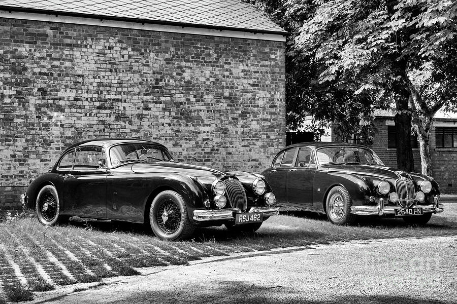1959 Jaguar XK and 1962 Jaguar MK II Monochrome Photograph by Tim Gainey
