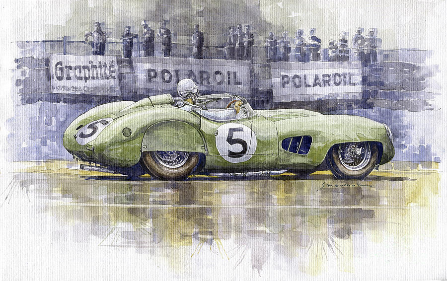 Vintage Painting - 1959 Le Mans 24 Aston Martin DBR 1  #5 Shelby Salvadori winner by Yuriy Shevchuk