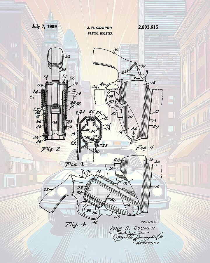 1959 Police Pistol Holder Patent Mixed Media by Dan Sproul 1959 Police Pistol Holder Patent Mixed Media by Dan Sproul