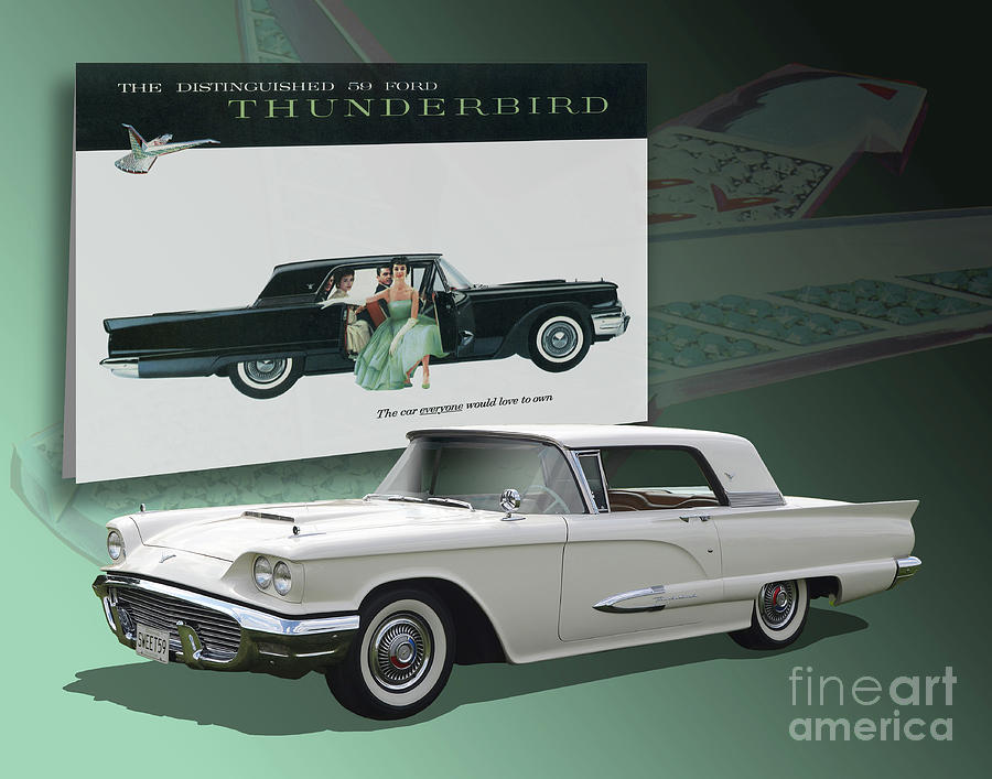 1959 Thunderbird and Brochure Photograph by Ron Long