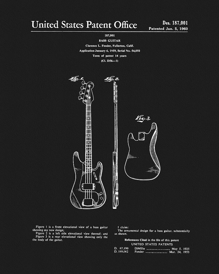 1960 Bass Guitar Patent Drawing