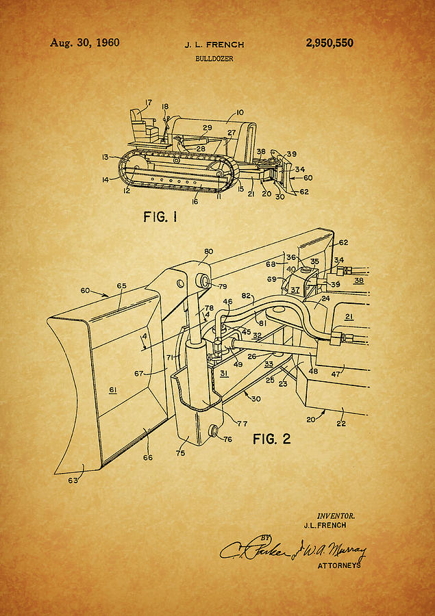 1960 Bulldozer Patent Drawing