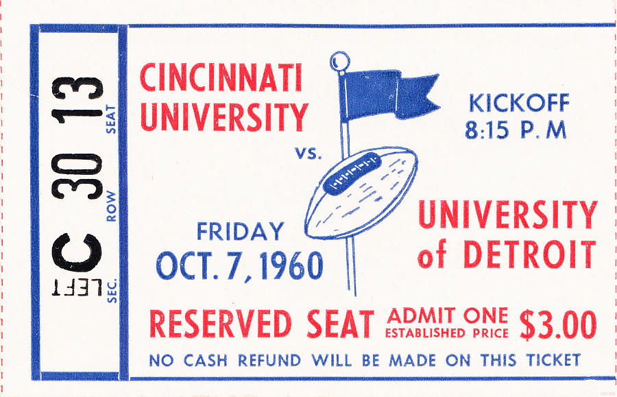 1960 Detroit vs. Cincinnati Mixed Media by Row One Brand