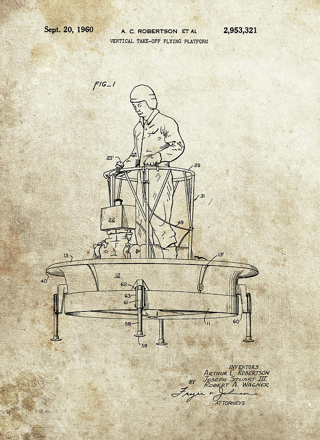 1960 Flying Machine Patent Drawing