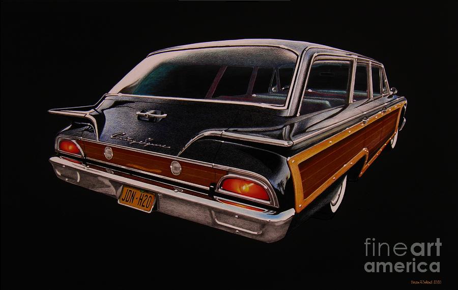 1960 Ford Country Squire Woody Station Wagon Ver 2 0 Drawing By Brian Roland