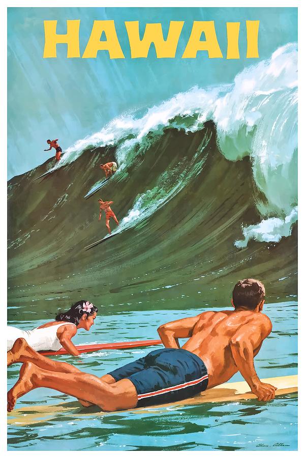Luggage Label Hawaii Surfer Vintage Style Travel Decal Vinyl Sticker 