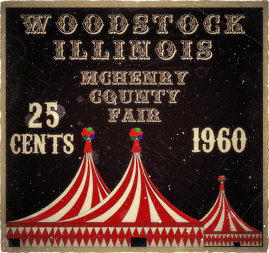 1960 McHenry County Fair - Woodstock - 25cts. Midnight Black Edition - Mail Art Post Digital Art by Fred Larucci