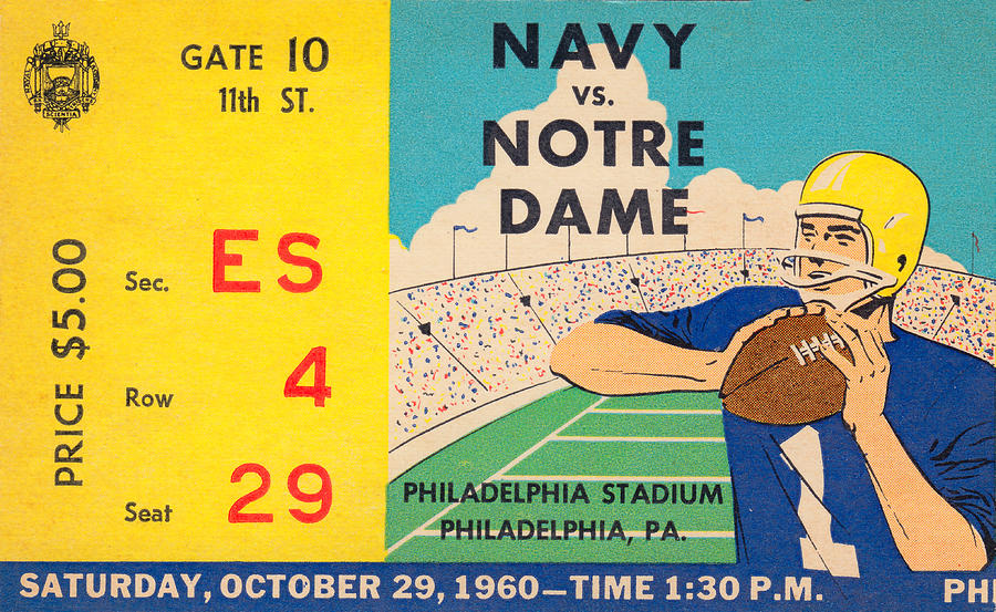 1960 Navy vs. Notre Dame Mixed Media by Row One Brand
