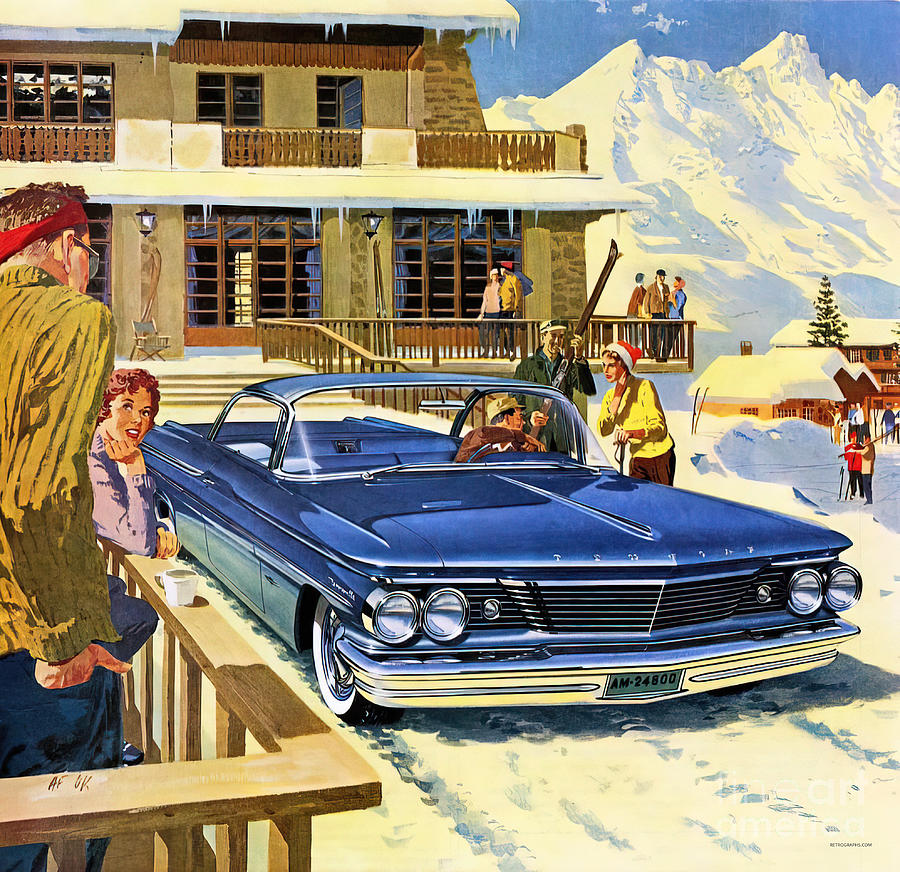 1960 Pontiac Bonneville advertisement Painting by Art Fitzpatrick and Van Kaufman