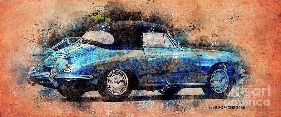 1960 Porsche 356B Classic Car Drawing by Drawspots Illustrations - Fine ...