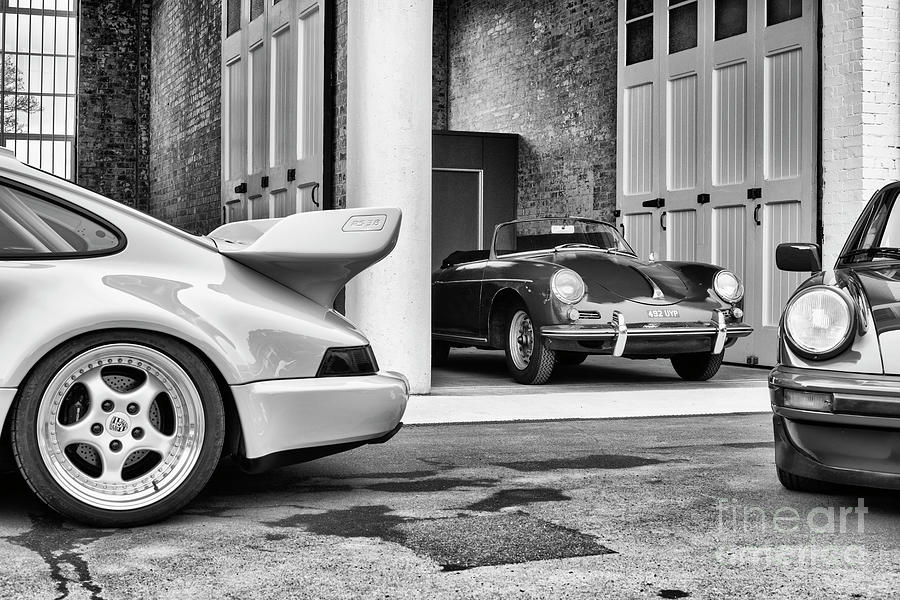 Black And White Photograph - 1960 Porsche 356B Roadster Monochrome by Tim Gainey