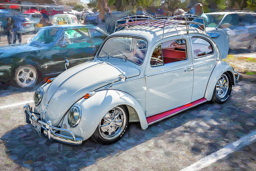 1960 White Volkswagen Beetle X140 Photograph by Rich Franco