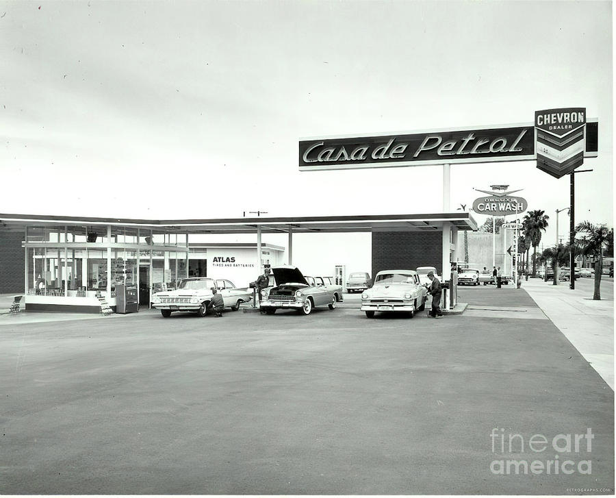 1960s Chevron Casa de Petrol gas station Photograph by Retrographs
