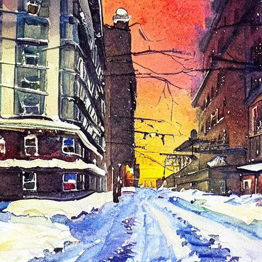 1960s Hackensack in Winter Painting by Christopher Lotito