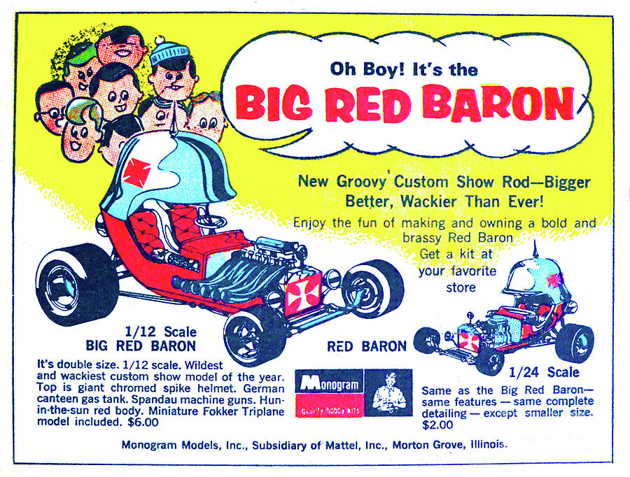 1960s Monogram toy add The Big Red Baron car Photograph by David Lee Thompson