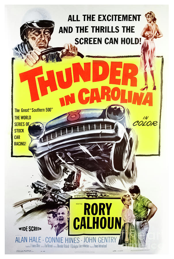 1960s Thunder in Carolina movie poster Rory Calhoun Mixed Media by Retrographs