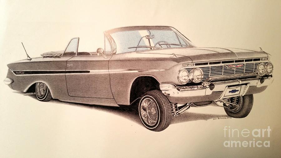 1961 Chevrolet Impala Drawing by Darryl Morrison | Fine Art America