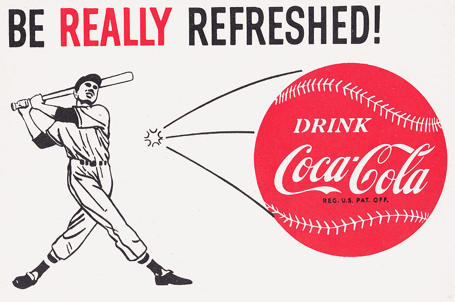 1961 Coke Baseball Art Ad Mixed Media by Row One Brand