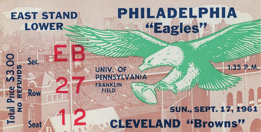 1961 Philadelphia Eagles Football Ticket Stub Art Mixed Media by Row One Brand