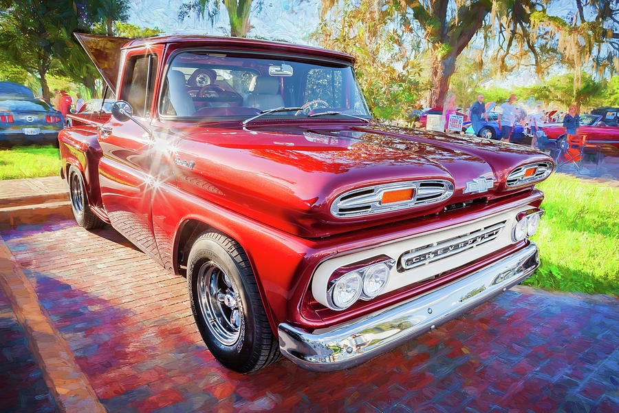 1961 Red Chevy Pick Up Truck Apache 10 Series 127 Photograph by Rich Franco