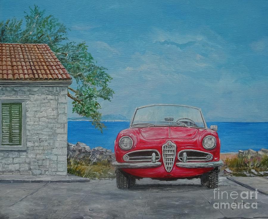 1962 Alfa Romeo Giulietta Spider Veloce Painting by Sinisa Saratlic