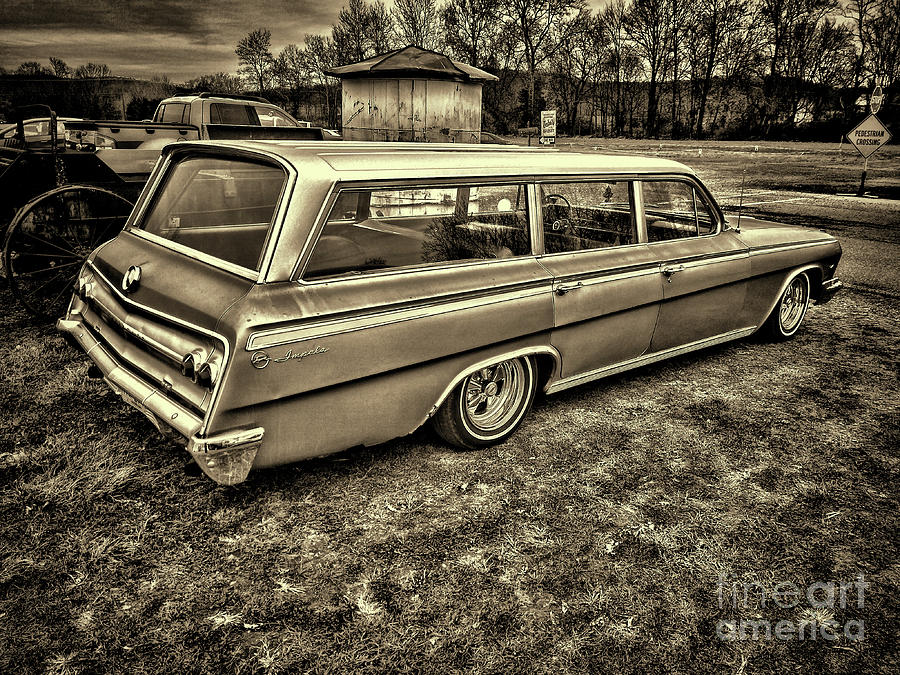 Download 1962 Chevy Impala Station Wagon Rear Side View Retro Sepia Photograph By Paul Ward