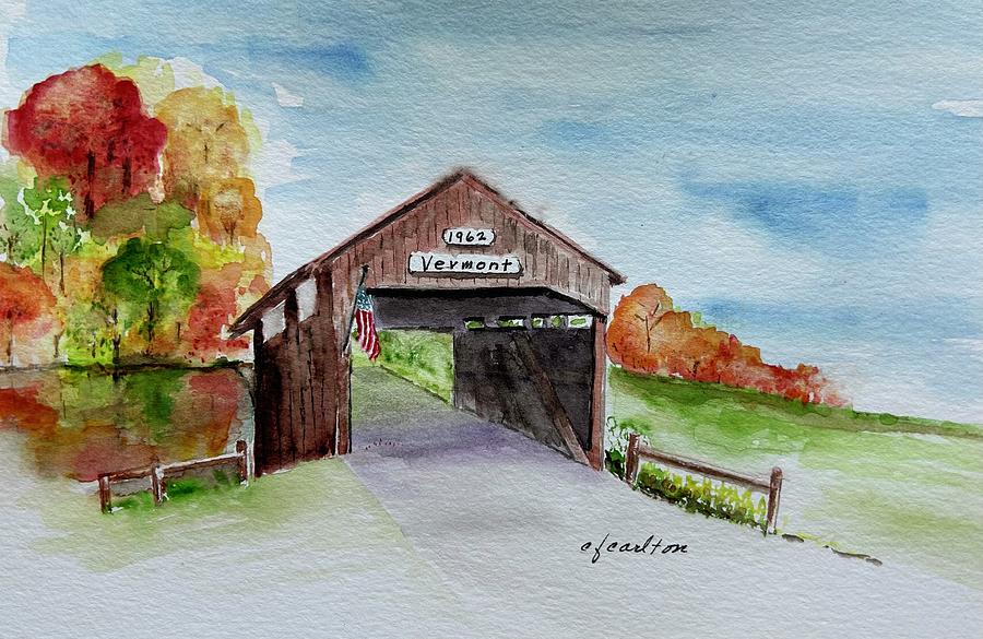 1962 Covered Bridge Painting by Claudette Carlton