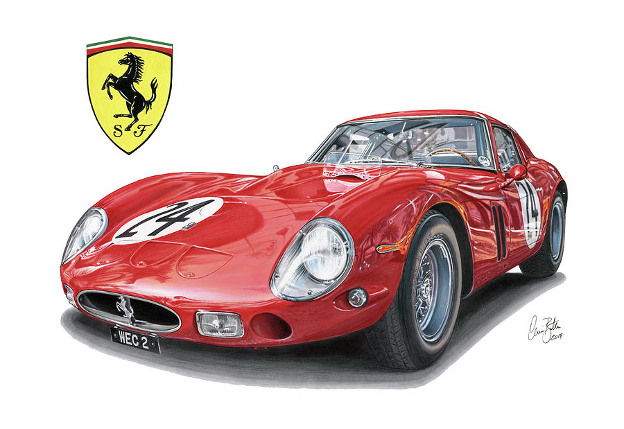 1962 Ferrari 250 GTO Drawing by The Cartist - Clive Botha