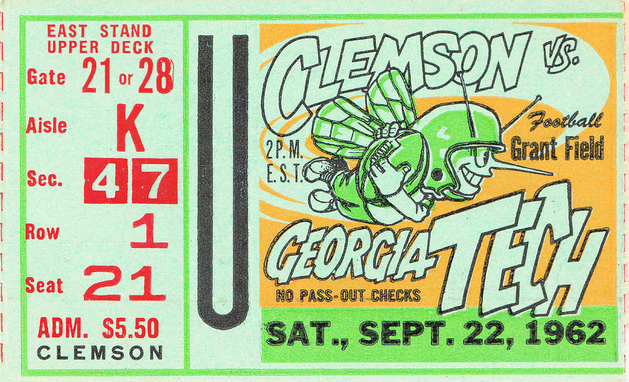1962 Georgia Tech vs. Clemson Mixed Media by Row One Brand