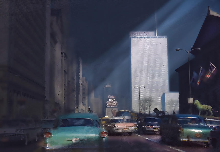 1962 Michigan Ave in Chicago 10-27 AM Painting by Glenn Galen