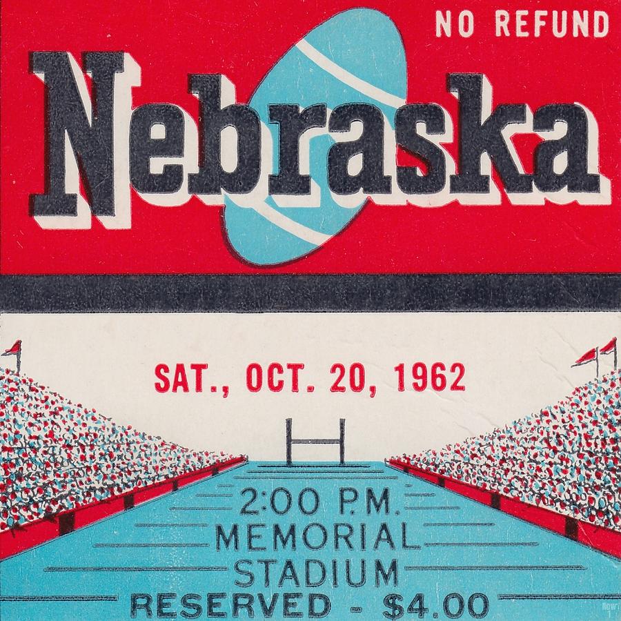 1962 Nebraska Football Ticket Art Mixed Media by Row One Brand Pixels