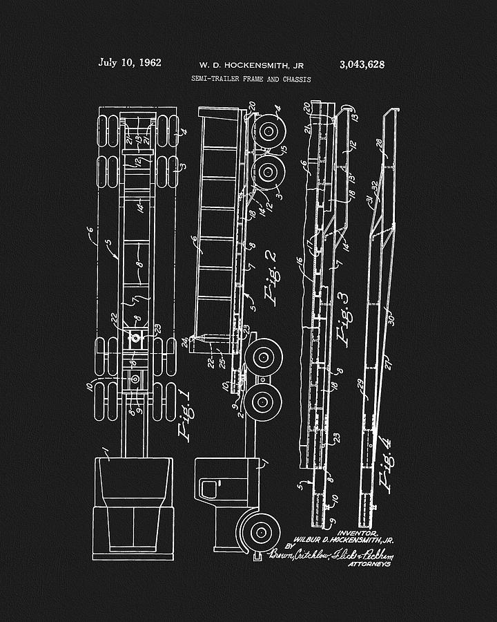1962 Semi Truck Patent Drawing by Dan Sproul