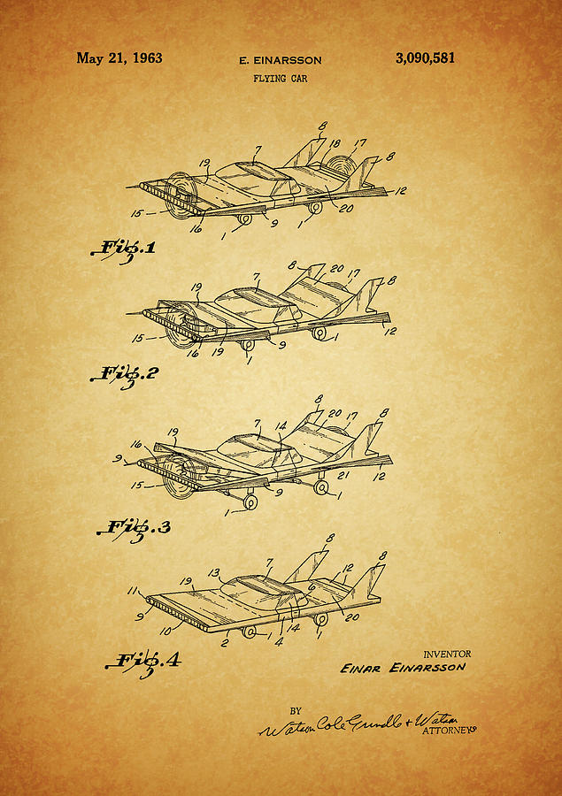 1963 Flying Car Patent Drawing