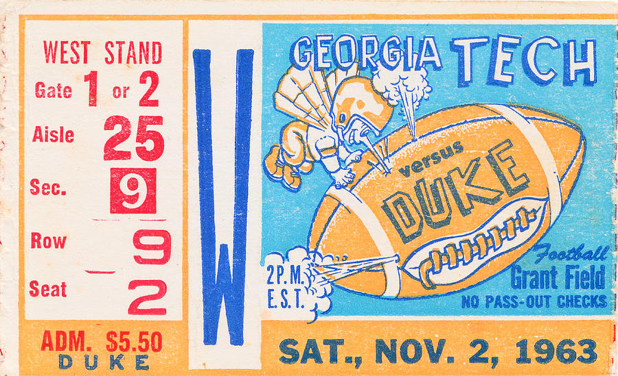 1963 Georgia Tech vs. Duke Mixed Media by Row One Brand