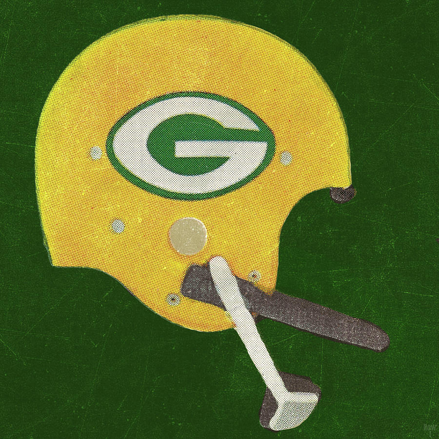 1963 Green Bay Packers Football Helmet Art Mixed Media by Row One Brand