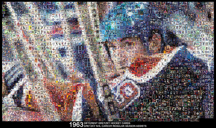 Gretzky 1963 Assists Mixed Media by Hockey Mosaics