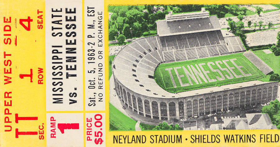 1963 Mississippi State vs. Tennessee Mixed Media by Row One Brand