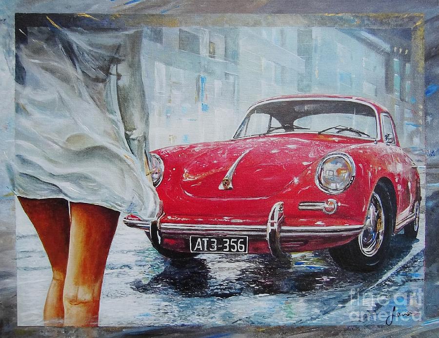 1963 Porsche Painting by Sinisa Saratlic