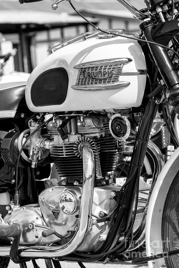 1963 Triumph Bonneville Motorcycle Monochrome Photograph by Tim Gainey