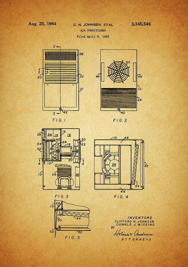 1964 Air Conditioner Patent Drawing by Dan Sproul