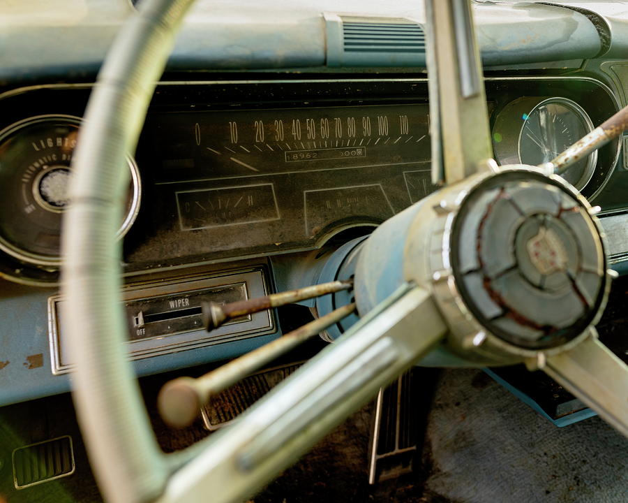 1964 Cadillac Steering Wheel and Dashboard Photograph by Art Whitton