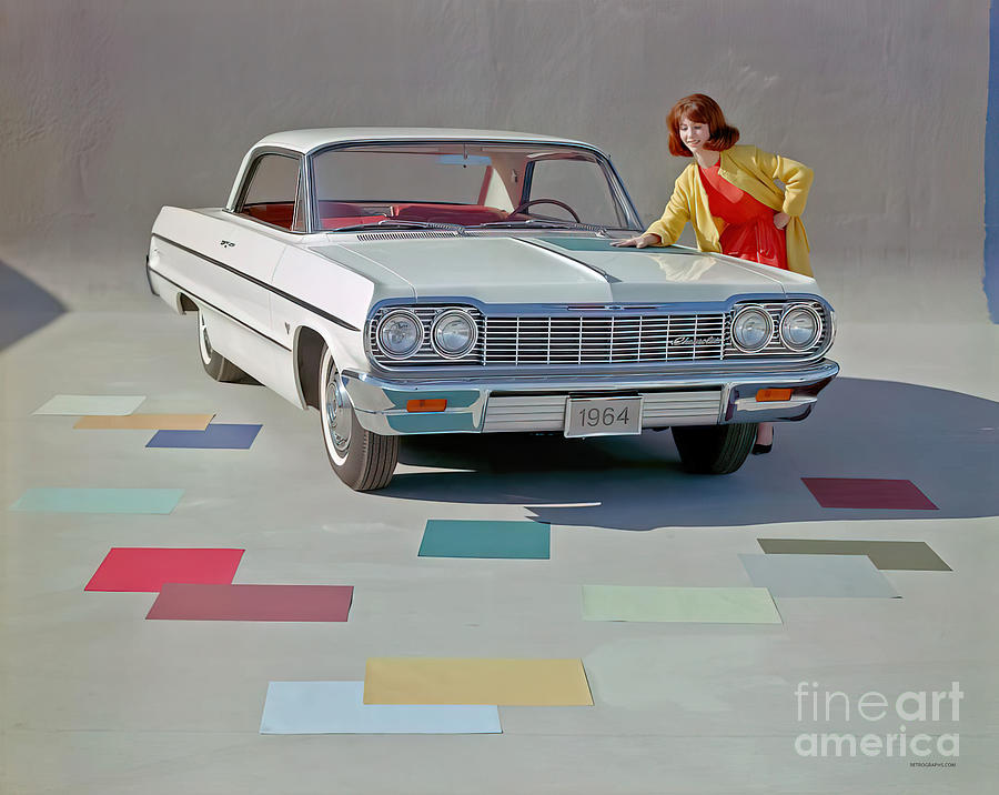 1964 Chevrolet Impala advertisement with fashion model Photograph by Retrographs